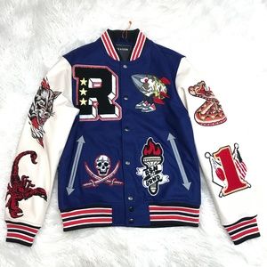 Reason Mens Varsity Patch Jacket Size 